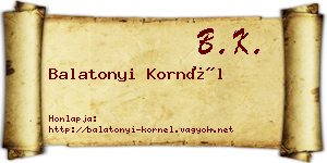 Balatonyi Kornél névjegykártya